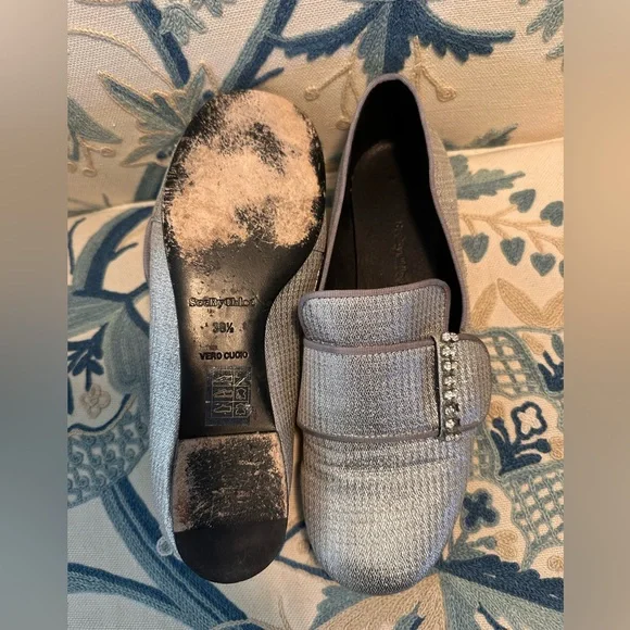 See by Chloé metallic and silver loafer with crystal embellishments.  Size 38.5 - Picture 7 of 9